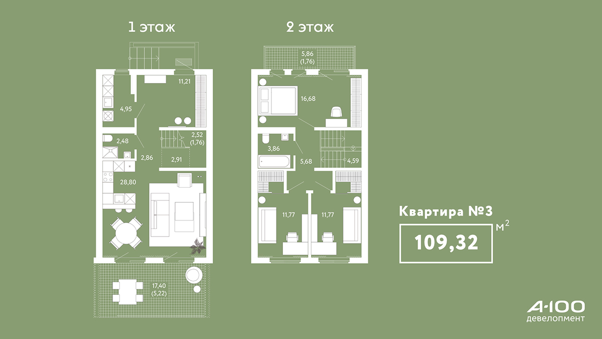 Чувство дома: Двухэтажные квартиры с террасой и собственным входом с улицы